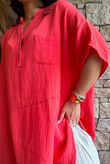 Tasha Cushion Cotton Oversized Shirt Tunic Watermelon